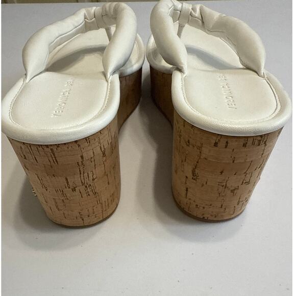 Veronica Beard Geno White Wedge Sandals Size 8 Cork Leather - Picture 6 of 11